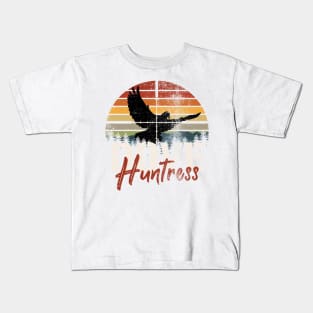 Vintage Sunset Dove Huntress Dove Hunting Gift For Her Kids T-Shirt